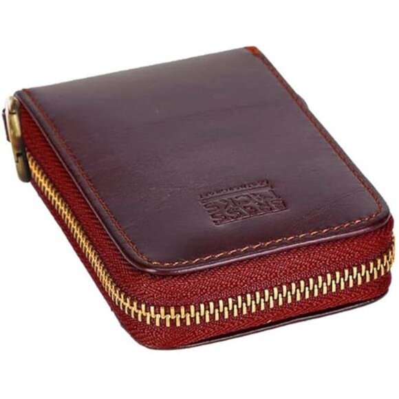Vintage Full Top Grain Leather Wallet RFID Blocking Multi Card Case with Zipper - Picture 2 of 6